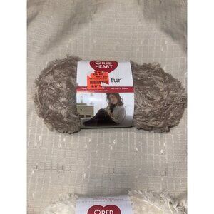 1 Partial Skein 4.5oz Discont. Red Heart Hygge Fur Yarn - Bulky Wt - Soft Taupe